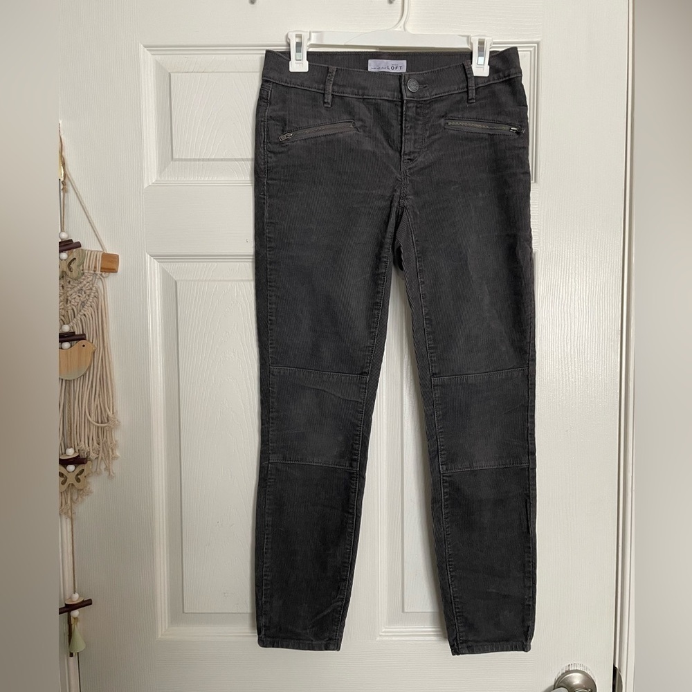 Ann Taylor LOFT size 0/25 Modern Skinny Ankle Charcoal Grey Corduroy Pants